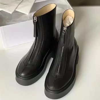 Ботинки Martin на толстой подошве, маленькие, увеличивающие рост, с круглым носком, с молнией спереди, модные женские ботинки 35
