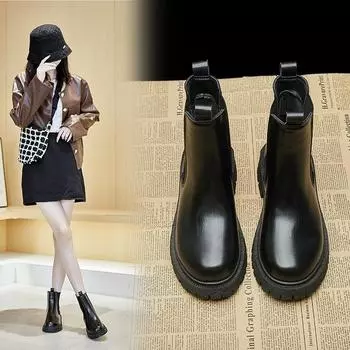 Ботинки Martin на толстой подошве Новые походные ботинки Повседневные ботинки, увеличивающие рост 35 чёрный