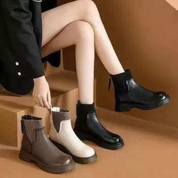 Ботинки Martin на толстой подошве женские туфли 2024 новые модные тонкие ботинки весна осень и зима короткие ботинки женские одинарные ботинки эластичный рот 35