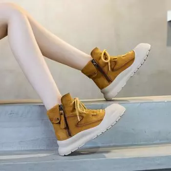 Ботинки Martin Повседневные Женские Ботинки С Толстой Подошвой Одиночные Ботинки 35 жёлтый