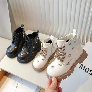 Ботинки Martin Princess для девочек осень/зима 2024 года с вышивкой – короткий стиль для детей 28 белый/кремовый