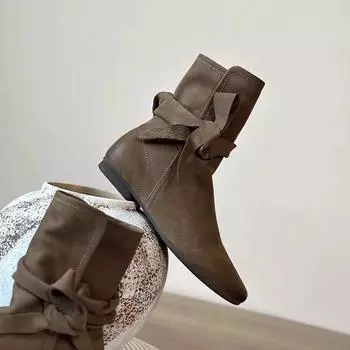 Ботинки Martin Retro с завязками, женские, утягивающие, с внутренней стороны, увеличивающие рост, рыцарские сапоги, короткие, маленькие 35 хаки