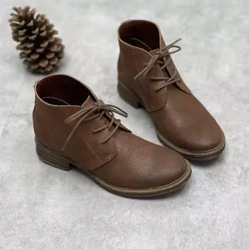 Ботинки Martin с круглым носком, кожаные, с низкой ногой, в стиле ретро, повседневные, на плоской подошве 35 темно-коричневого