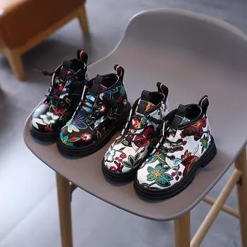 Ботинки Martin с принтом, одинарные ботинки для мальчиков, британская детская обувь, детские лакированные ботинки, короткие ботинки для девочек 21 белый