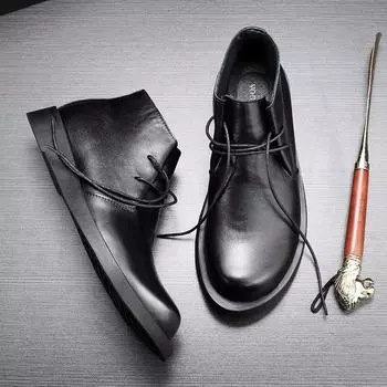 Ботинки Martin Shoes с большой головкой, мужские повседневные высокие кожаные ботинки на толстой подошве, мужские ботинки Martin с мягкой подошвой и средним верхом 38 коричневый