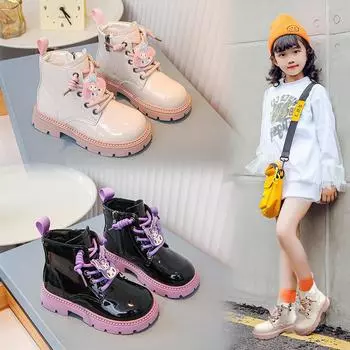 Ботинки Martin, стильные кожаные ботинки из блестящей кожи 26