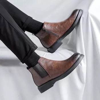 Ботинки Martin, увеличивающие внутреннюю высоту, женские зимние универсальные короткие ботинки в британском стиле для пары, ботинки челси на платформе Muffin 7258-J 38 коричневый