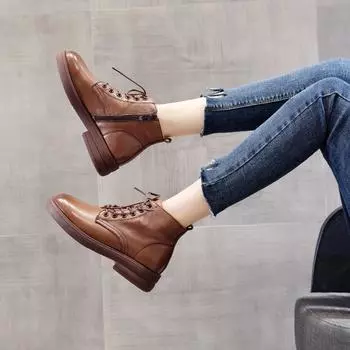 Ботинки Martin Vintage из натуральной кожи, повседневные короткие ботинки 35 чёрный