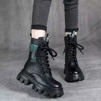 Ботинки Martin в стиле ретро на толстой подошве, женские модные ботинки Muffin, новые локомотивные ботинки, весенние универсальные короткие ботинки средней высоты 2025 года 35