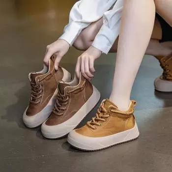 Ботинки Martin в стиле ретро, одинарные ботинки, короткие ботинки с толстой подошвой, ботинки из ревеня 35 коричневый