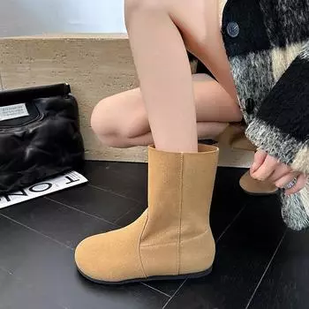 Ботинки Martin в стиле ретро с плоской подошвой, женская обувь 2024 года, новая весна, осень и зима, корейская версия, а также ботильоны с коротким рукавом 35 верблюд