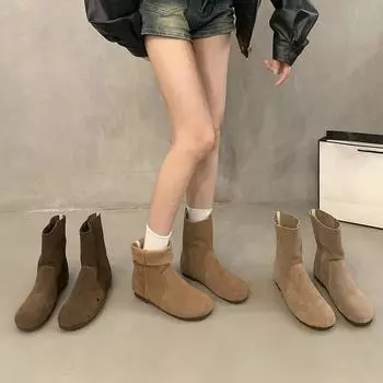 Ботинки Martin в стиле ретро с плоской подошвой, женская обувь 2024 года, новые весенние, осенние и зимние сапоги, короткие сапоги в иностранном стиле 35 малиновый