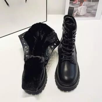 Ботинки Martin в стиле ретро Sweet Cool, женские, мягкие, кожаные, коричневые, женские, осенне-зимние, бархатные, с толстой подошвой, короткие, британские 35