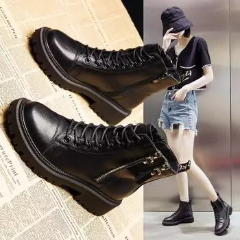 Ботинки Martin, женская обувь, новые весенние и осенние одинарные ботинки, британский стиль, увеличивающие внутреннюю высоту универсальные и мягкие короткие ботинки 34