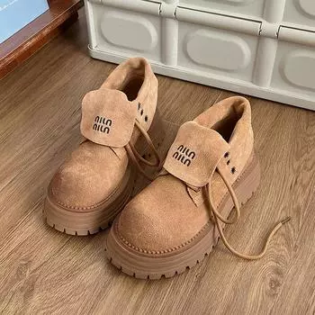 Ботинки Martin женские 2024 новые коричневые ковбойские сапоги с утолщением в стиле вестерн короткие сапоги на платформе 35 коричневый