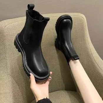 Ботинки Martin женские 2024 осень-зима новые сигаретные трубчатые короткие ботинки Chelsea одинарные ботинки на толстой подошве британский стиль юбка-труба средней длины 35