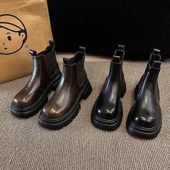 Ботинки Martin женские Brit 2024 универсальные винтажные коричневые дымчатые ботинки Chelsea на платформе 35 темно-коричневого