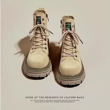 Ботинки Martin женские из натуральной кожи 2024 года, новые осенние взрывные усиленные ретро-ботинки с оснасткой, легкие короткие ботинки на толстой подошве 35 жёлтый