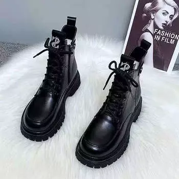 Ботинки Martin женские маленькие британские стиль 2025 новые осенние универсальные взрывные рыцарские ботинки на толстой подошве тонкие короткие ботинки 35