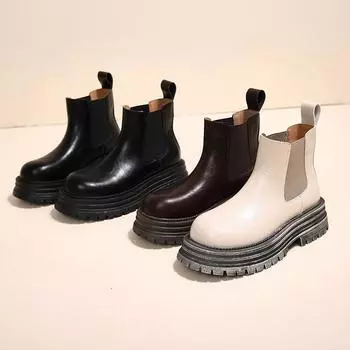 Ботинки Martin женские на платформе, ботинки-сигареты, весна 2024, одинарные ботинки, высокие ботинки в британском стиле, ботинки челси 35 бежевый