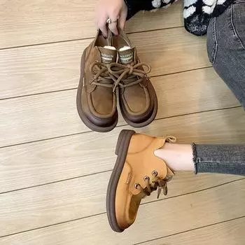 Ботинки женские на шнуровке, короткие, ручной работы, в стиле ретро с круглым носком и мягкой подошвой 35 хаки