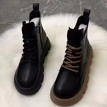 Женские ретро-модные британские короткие сапоги Muffin на толстой подошве 40 чёрный