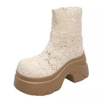 Ботинки мартин женские супер огонь толстая подошва шнуровка сетка фея ветер летние крутые ботинки полые дышащие маленькие короткие ботинки 34