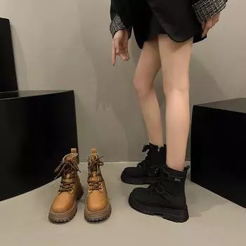 Ботинки Martin женские в британском стиле 2024 года, одинарные ботинки на осень и зиму, короткие ботинки локомотив, на толстой подошве, в стиле ретро, большие желтые ботинки 35