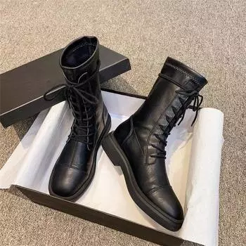 Ботинки Martin женские в британском стиле 2024 года, осень-зима, новые тонкие ботинки на плоской подошве, черные локомотивные ботинки, бархатные короткие женские ботинки 35