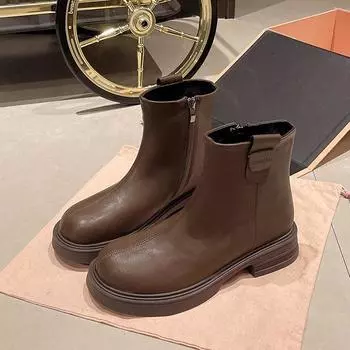 Ботинки Martin женские в британском стиле 2024 года, зимние ботинки на толстой подошве, короткие ботинки с мягкой подошвой, тонкие ботинки с открытой стопой, стиль «локомотив» 35 хаки