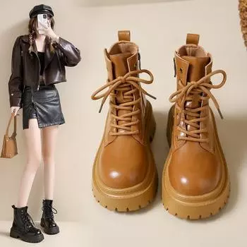 Ботинки Martin женские в британском стиле на толстой подошве, увеличивающие рост, теплые, модные, универсальные, бархатные, модные, короткие сапоги 35