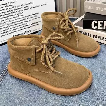 Ботинки Martin женские в британском стиле ретро матовая кожа короткие ботинки осень 2025 новые повседневные короткие ботинки с плоской подошвой локомотивные ботинки 35 верблюд