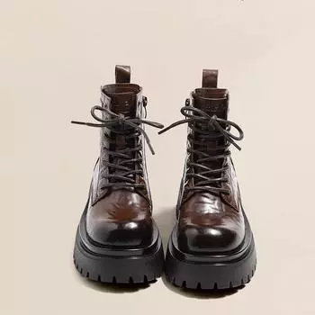 Ботинки Martin женские в британском стиле, женские флисовые высокие короткие ботинки на платформе 35 чёрный