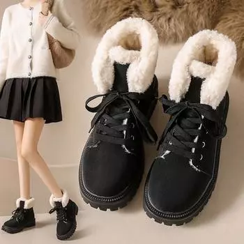 Ботинки Martin женские зимние 2024 года из бархата и хлопка короткие ботинки новые зимние ботинки женские теплые зимние ботинки из хлопка на толстой подошве 35