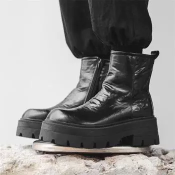 Ботинки Martin, зимние бархатные универсальные высокие мужские ботинки, повседневные короткие ботинки на платформе для пар 55521-P 38 чёрный