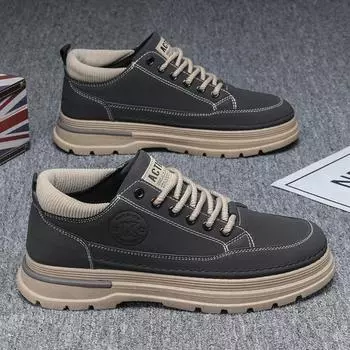 Ботинки Мартина Мужская обувь Весна Новые Дышащие Рабочие ботинки Мужские Модные Универсальные Толстая подошва Спортивная и повседневная обувь Мужская 39