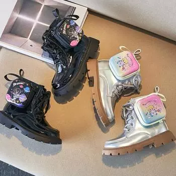 Ботинки Martine для девочек, детские ботинки на молнии, короткие ботинки принцессы в британском стиле, повседневная нескользящая кожаная обувь, обувь с мягкой подошвой 21 серебряный