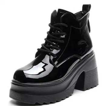 Ботинки Marton с толстым каблуком, толстая подошва, 10 см, увеличенные, из натуральной кожи, короткие, женские, повседневные ботинки в британском стиле 34 бежевый