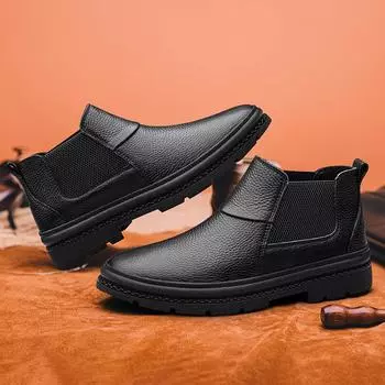 Ботинки Мужская обувь Повседневная обувь Классические ботильоны Высокие без застежек Офисные вентилируемые Универсальные мотоциклетные 38 чёрный