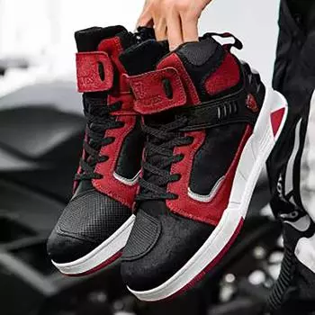 Ботинки мужские Мотоциклетные ботинки Дышащие байкерские ботинки Обувь для моторных лодок 47 красный