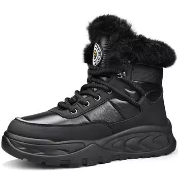 Ботинки мужские осенне-зимние ботинки высокие бархатные теплые мужские ботинки нескользящие износостойкие зимние ботинки мужские зимние ботинки 44 чёрный