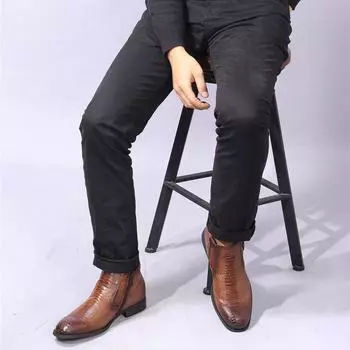 Ботинки мужские удобные модные Ботильоны 2024 кожаные ботинки 40 коричневый