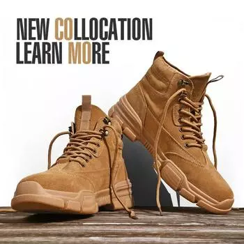Ботинки на платформе в стиле ретро, мужские, черные, высокие, теплые, кожаные, дышащие, удобные, рабочие, мужские, пустынные ботинки 39 песочный