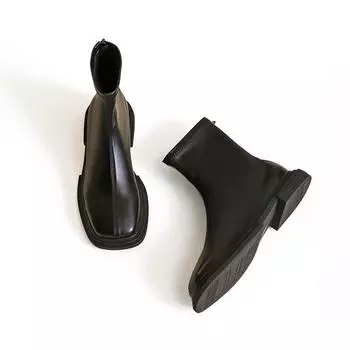 Ботинки на плоской подошве женские новые черные коричневые короткие ботинки осенние замшевые челси одинарные ботинки туфли с боковой молнией повседневные ботинки женские 35 коричневый