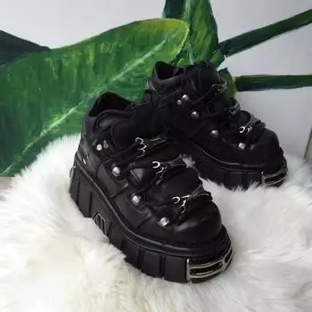 Ботинки на шнуровке 2024 года, модные ботильоны на толстом каблуке, женские туфли на высоком каблуке, осенне-зимняя женская обувь в стиле панк, туфли на платформе 35