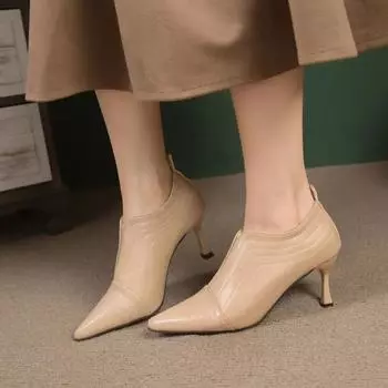 Ботинки Nude Naked, женские ботильоны на высоком каблуке, осенняя обувь, ботильоны, без застежек, с острым носком, черные, прямые поставки 35