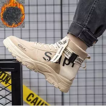 Ботинки Осенне-зимние теплые зимние ботинки с круглым носком в британском стиле, мужские теплые зимние ботинки на флисовой подкладке 39