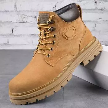 Ботинки-пустынники усиливают первый слой Ботинки Martin из свиной кожи Интернет-знаменитости Толстая подошва Инструментальные ботинки из ревеня Короткие ботинки в британском стиле в стиле ретро 38