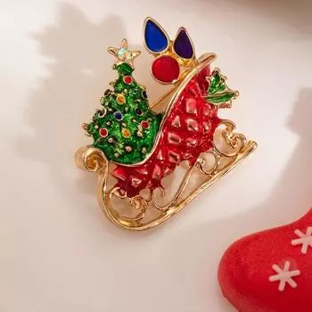 Ботинки Рождественская эмалевая сумка-булавка Аксессуары Рождественская брошь в виде капли масла Рождественская бриллиантовая брошь для леди Style1