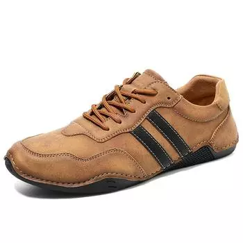 Ботинки ручной работы из натуральной кожи Мужская обувь Удобные ботильоны для мужчин Повседневная обувь Мокасины Ботинки 14 чёрный